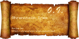 Ohrenstein Irma névjegykártya